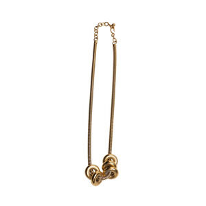 Gold Tone Donut Rings Pendant Women's Hook Closure Necklace 17 Inches Long